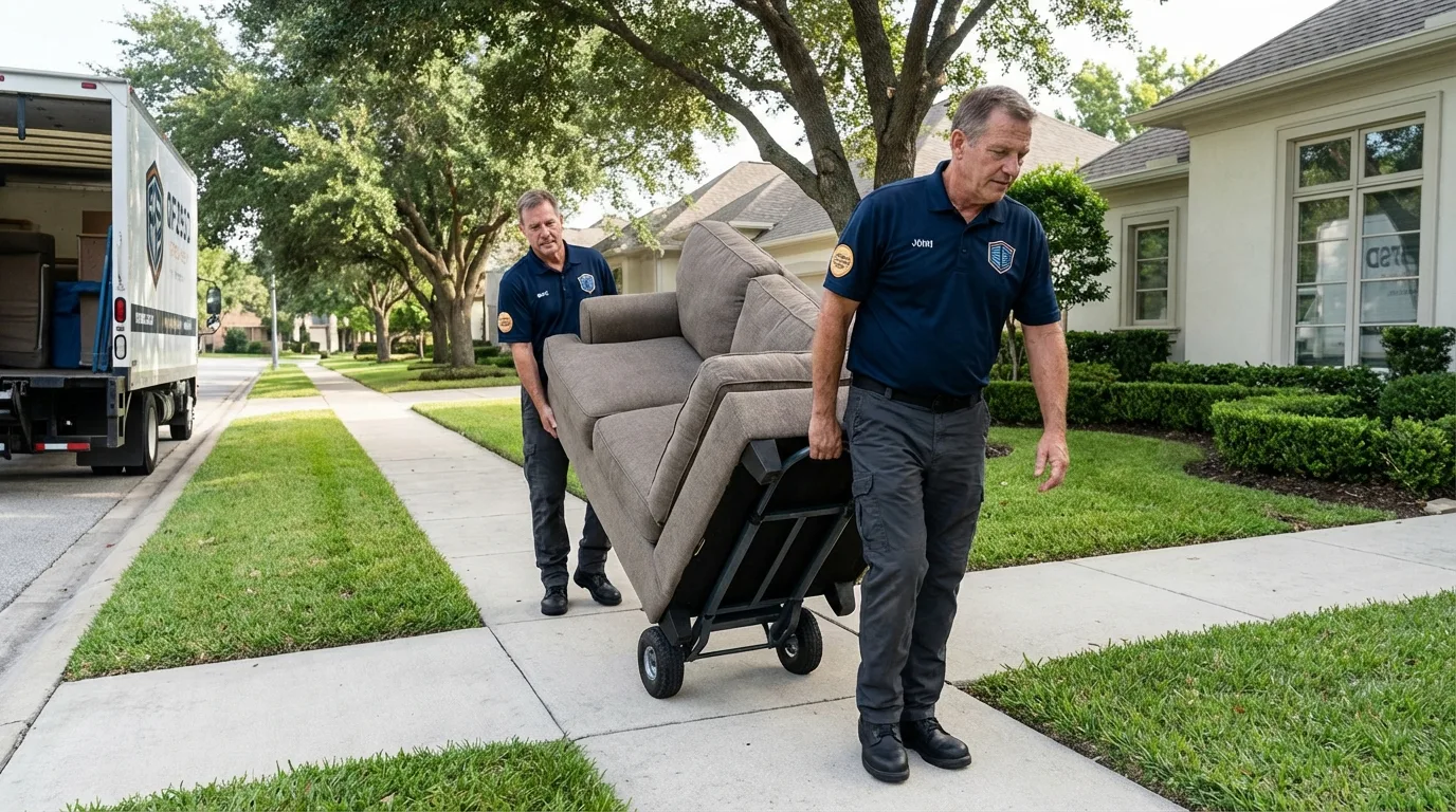 Local residential moving crew loading furniture in Stony Point, NC